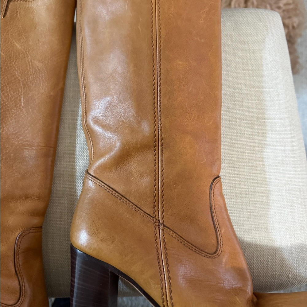 Charles David Made In Italy Banana Camel Leather Pullon Boots Vero Cuoio Size 8 - Picture 4 of 9